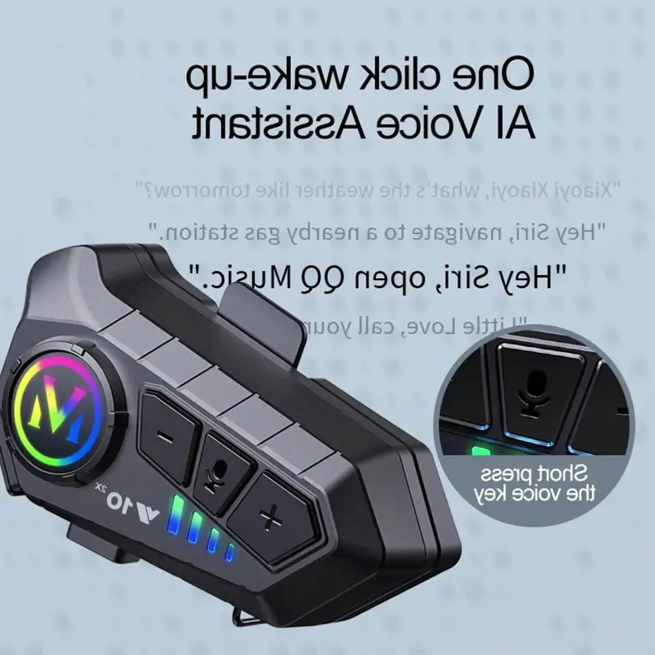 New Y10 2X Helmet Intercom For Motorcycle Bluetooth 5.3 Wireless Ipx6 Waterproof Noice Reduction Handsfree Headsets Intercomunicador