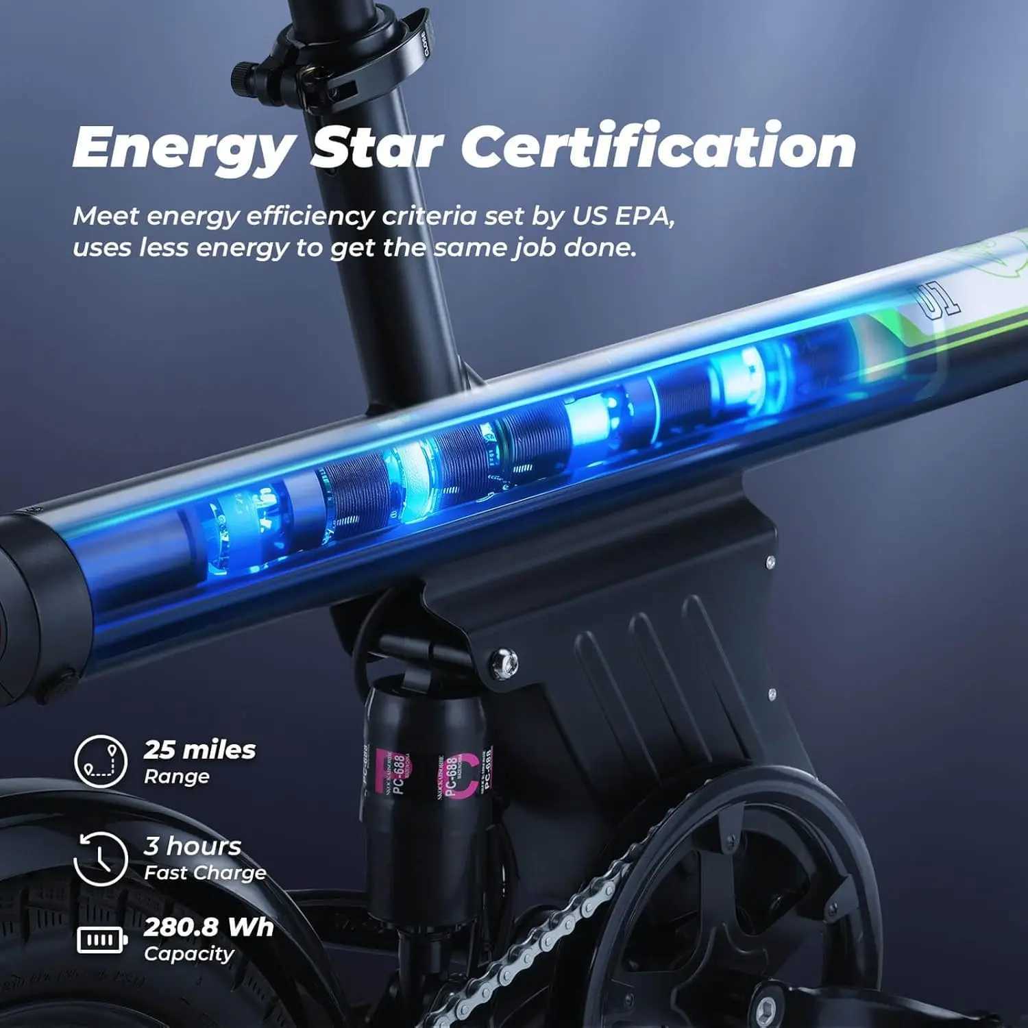 Bikes Ride-Ons U1 adult electric bicycle with 500W motor 20 mph folding 14 inch adult electric bicycle equipped with intelligent mountain climbing 280