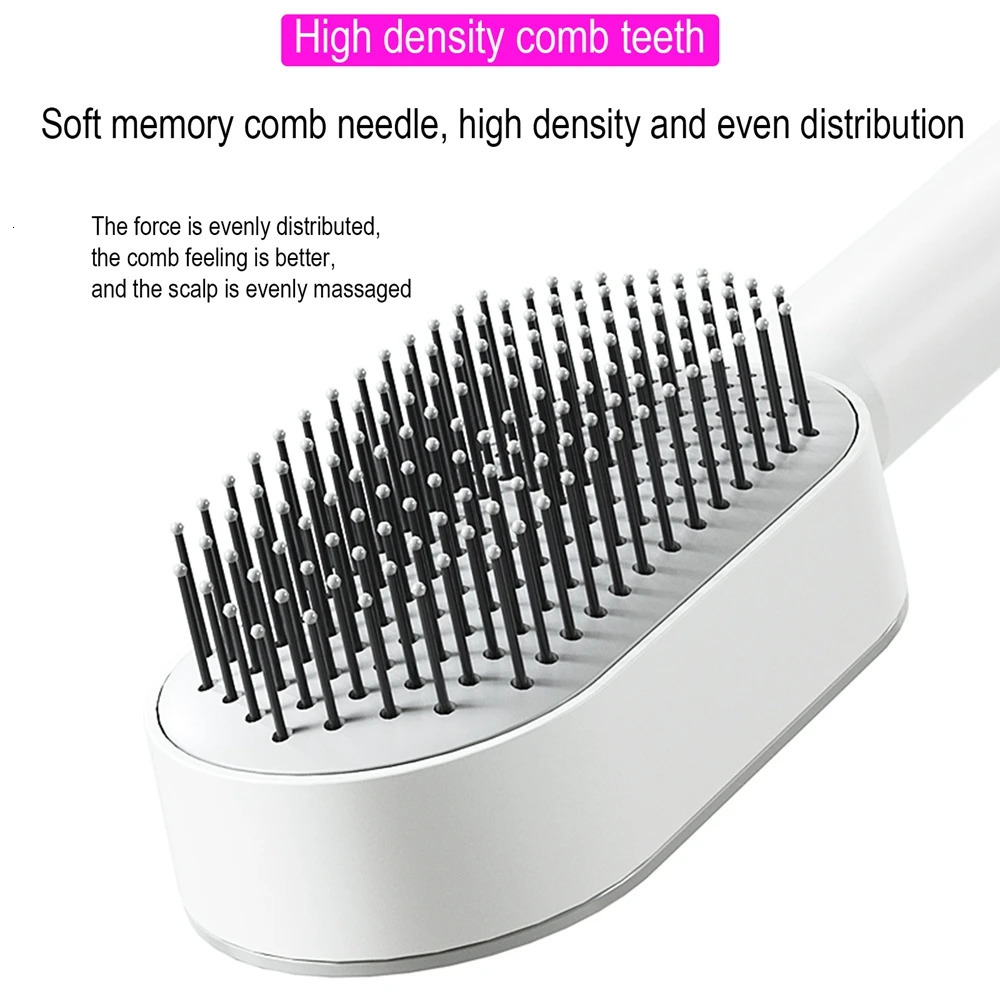 Hair Air Cushion Massage Comb Brushes Mini TPR One-Key Self Cleaning Detangling Scalp Anti-static Air Bag Styling Tools Beauty 240407