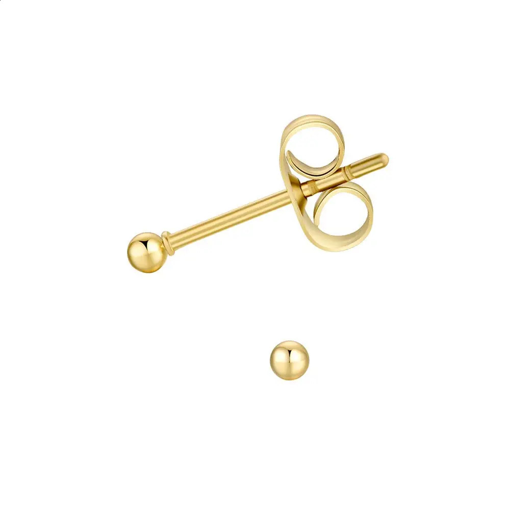 1 Pair Tiny Women Girls 14K Gold Plated Round Ball Stud Earrings Stainless Steel Set 26MM 241116
