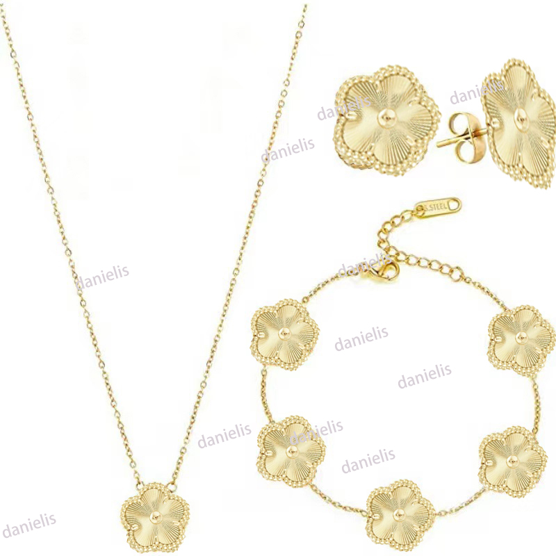 Brand Clover Necklace Bracelet Earring Set High Quality Single Flower Necklace Bracelet Womens Jewelry Titanium Steel Designer Necklace Jewelry with Box