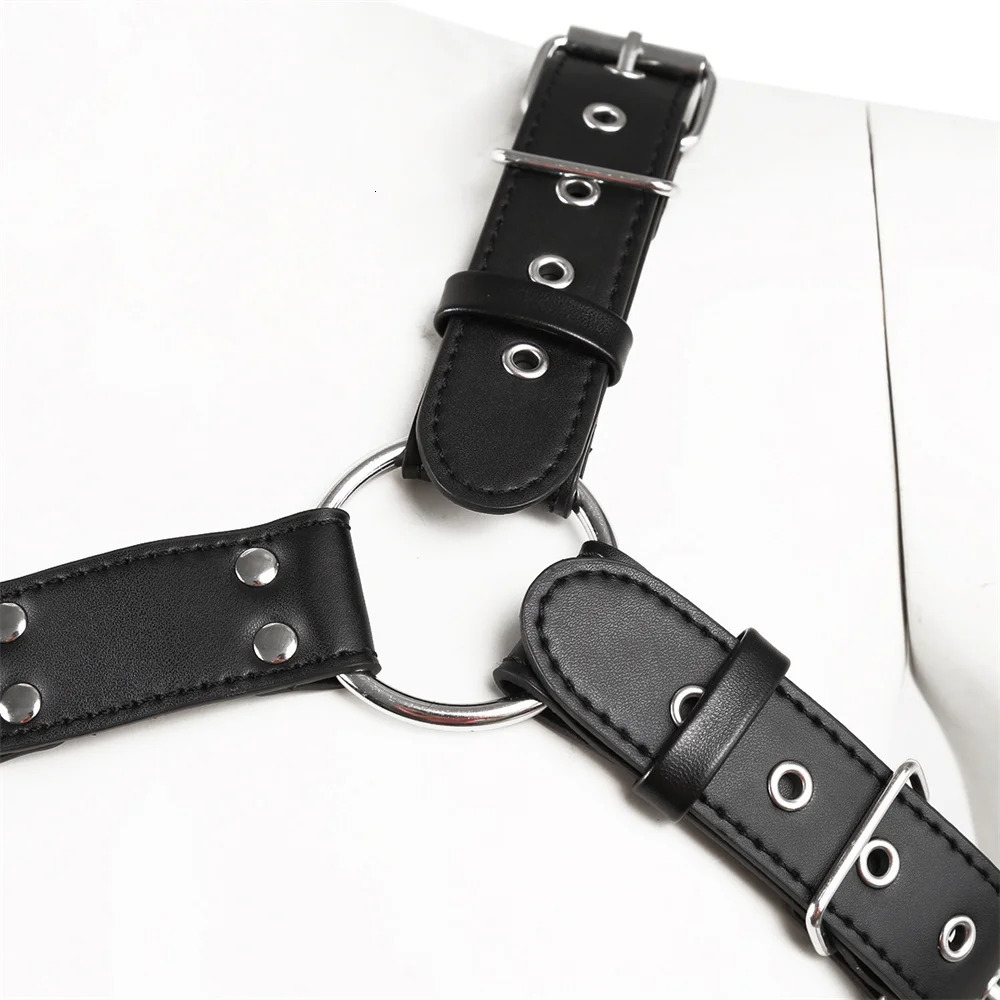 Fetish Men Leather Gay Sexy Suspenders Harness BDSM Sex Belts Sexual Body Bondage Straps Punk Rave Cotumes 240401