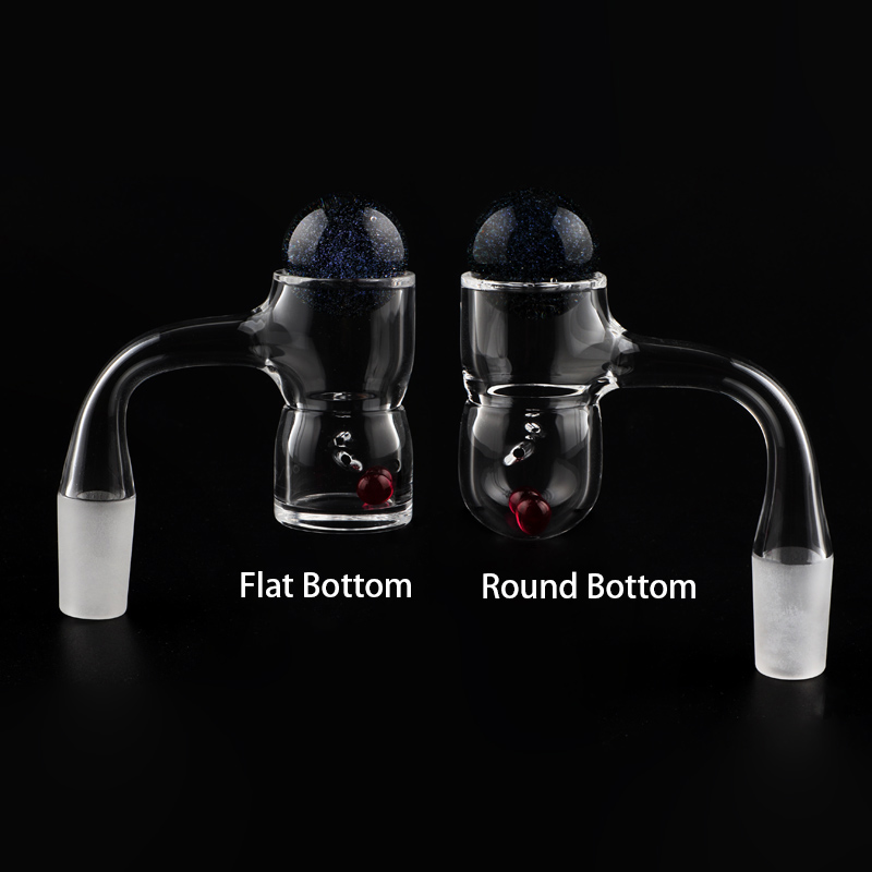 Full Weld Round/Flat Bottom Splash Guard Quartz banger Beveled Edge Auto-Spinner Nail with 2pcs Tourbillon/ Spinning Air Holes Dichro Glass Cap And Ruby Pearl