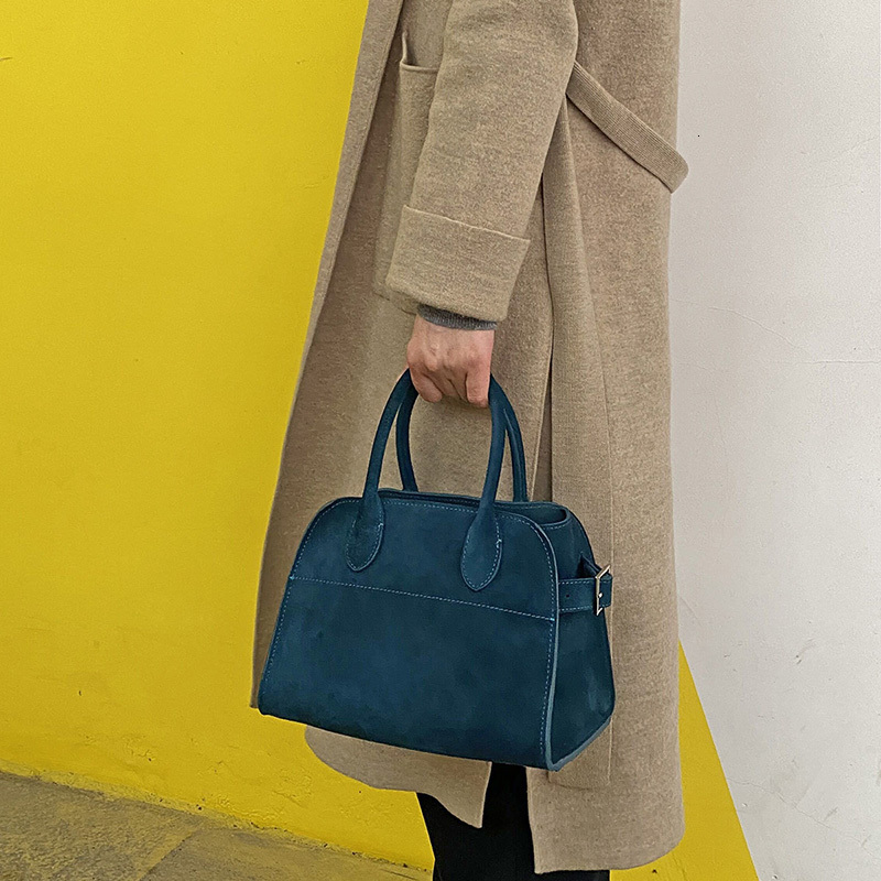 Donna-In Suede Handbag Genuine Cow Leather Casual Tote Bag For Women Brown Solid Large Capacity Commute Travel Bags BagVoyage