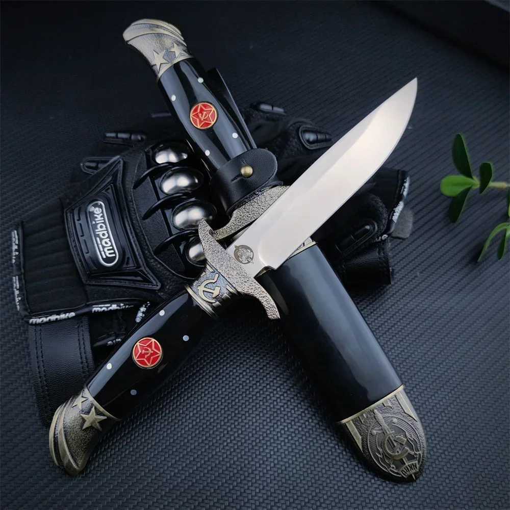 New Russian Ussr Finka NKVD fixed blade 7CR13Mov blade zinc alloy and resin manual hunting knife military tactical full Tang knife W241116