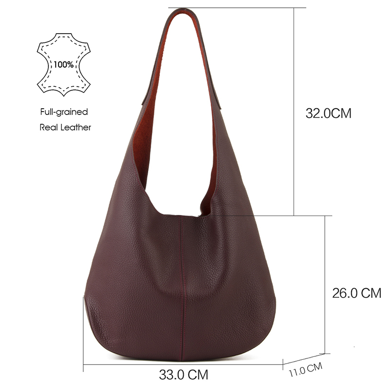 Donna-In First Layer Cow Leather Tote Genuine Full Grained Hobo Shoulder Bucket Bag Casual Slouchy Daily Large Capacity BagVoyage