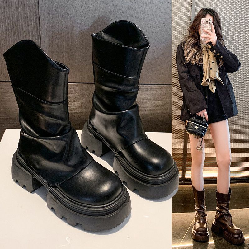 Back Zipper Autumn Thick Heel Versatile Short Boots.