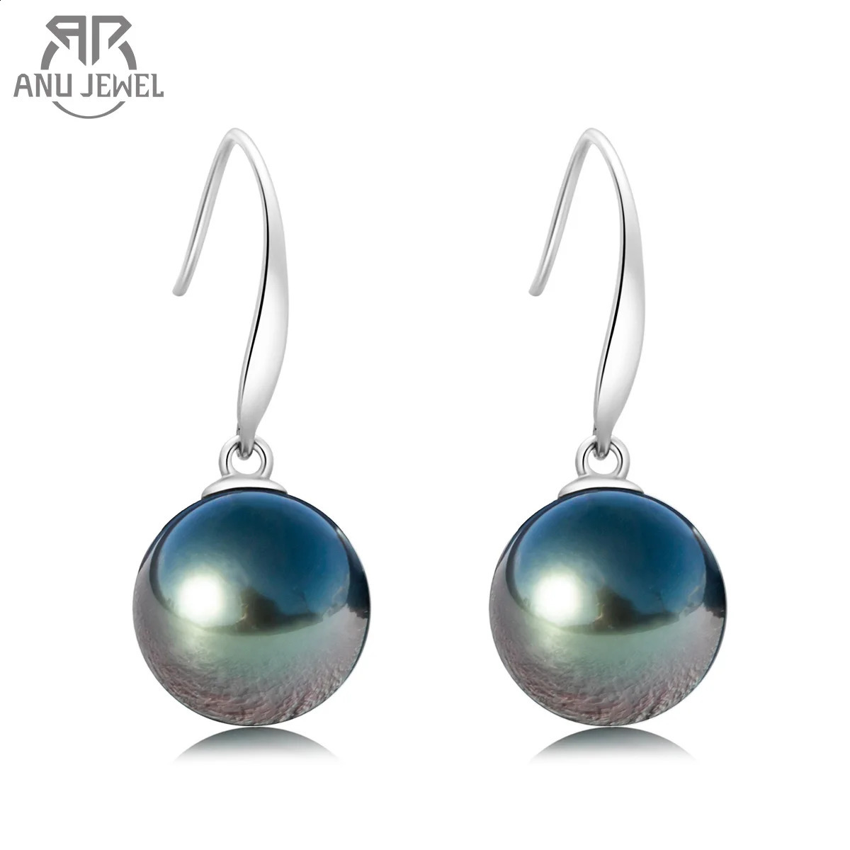 AnuJewel 18K pure gold 9-10mm 8-9mm Tahitian black pearl sea pearl pendant earrings suitable for womens exquisite jewelry 241116