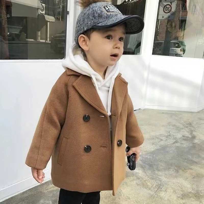 High Quality Winter coat grid jacket boys and girls wool double-layer baby boys trench coat lapel childrens coat jacket 2 3 4 5 6 7 years old T241116