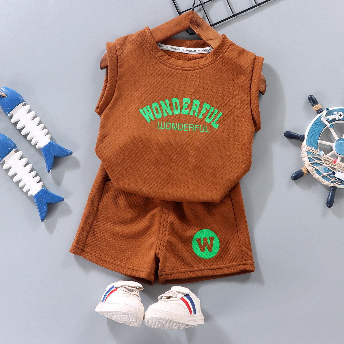 Tshirts Childrens Vest Set Boys Tops Shorts Tshirts Sleeveless Summer Clothes Tees Big Girls Toddler Youth Loose Kids Clothing Pink White Coffee Green