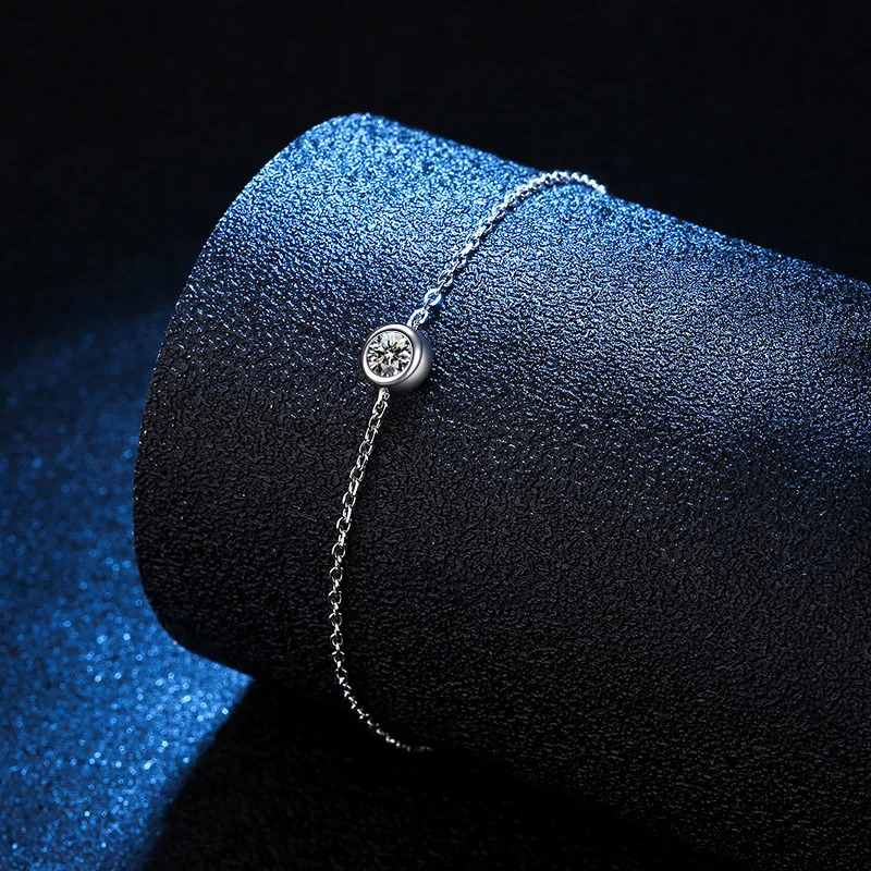 JECIRCON 925 sterling silver bracelet lucky bubble single diamond 0.3carat white gold bracelet from Paris France 241116