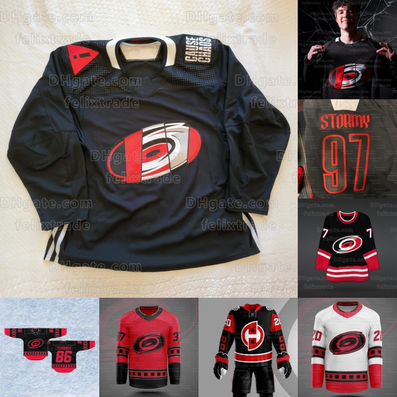 Sebastian Aho Hurricanes 2024 Cause Chaos Hurricanes Jersey Jaccob Slavin Max Pacioretty Dylan Coghlan Frederik Andersen Stanley Cup Stadium Series Jerseys