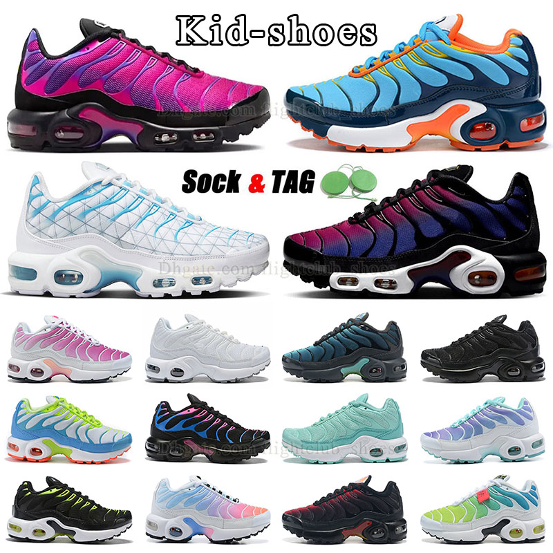 Youth Running Shoes - Fashion tn Sneakers for Big Kids, TN Black & White Low, Pink Yellow Green Blue, Breathable Mesh Fabric, Outdoor Flat Tenis Tn tns Big Size 4Y 5Y 4 5 Trainers