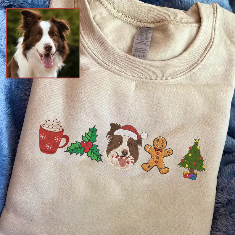 Pet Dog Cat Christmas Hoodie Sweatshirt - Personalized Embroidery to Create a Unique Festive Style for Your Pet.