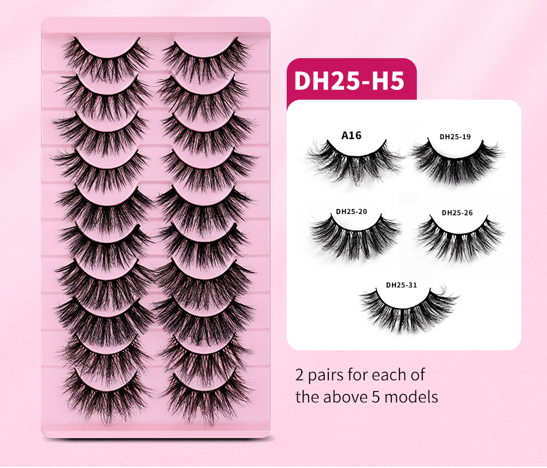 Sisful Tempt Fluffy Faux Mink 10 Pairs D Curl Strip Lashes, providing a selection of personalized designs spanning from 10mm to 16mm
