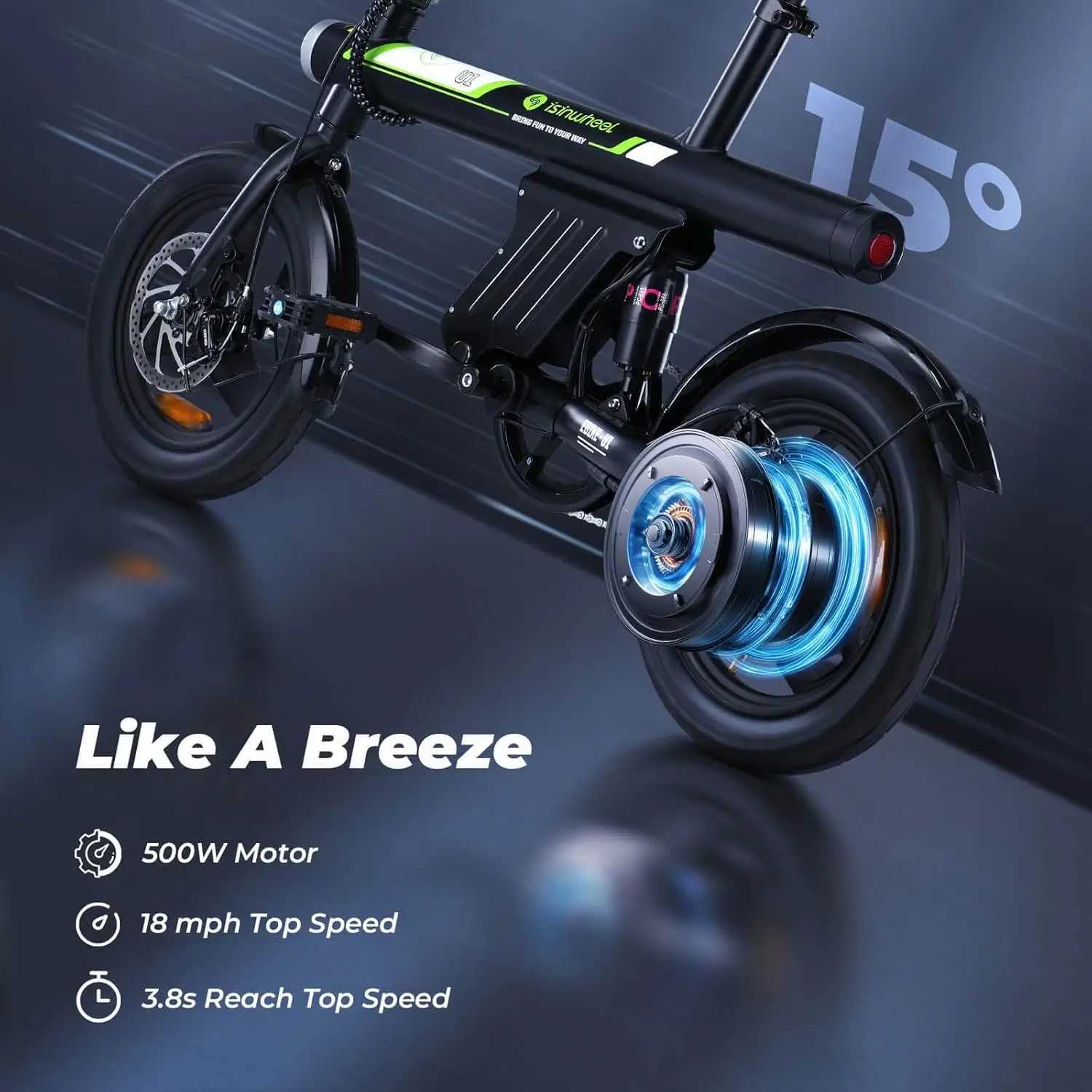 Bikes Ride-Ons U1 adult electric bicycle with 500W motor 20 mph folding 14 inch adult electric bicycle equipped with intelligent mountain climbing 280