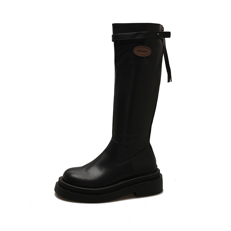 French White Thick Soled Casual High Boots Free Shipping.