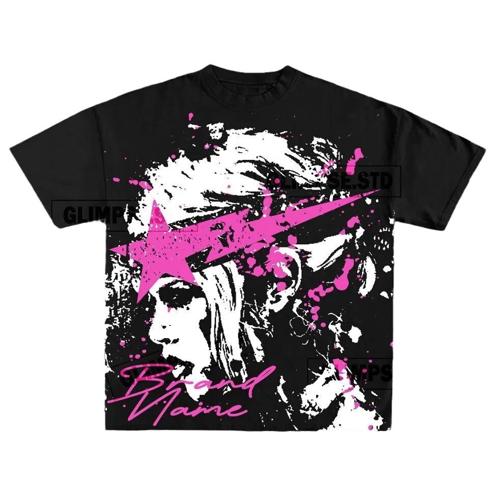 Harajuku Big Letter Print oversized graphic t shirts gothic all cotton shirts Couples High street y2k tops goth women clothes 240321