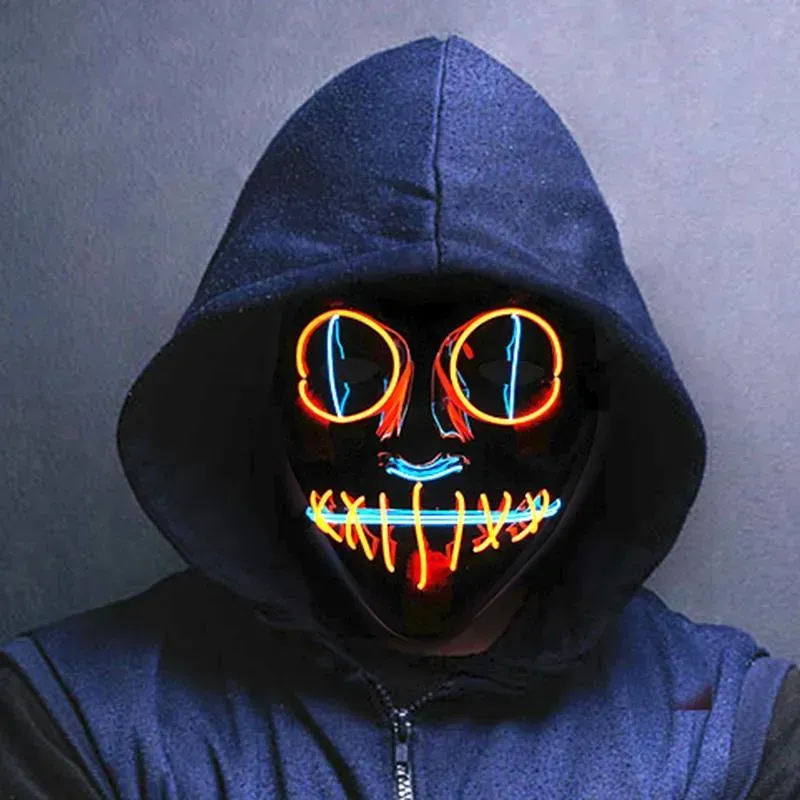 Slayer Glowing Demon EL Wire Kimetsu No Yaiba Characters Cosplay Costume Accessories Japanese Anime Fox Halloween LED Mask 0417
