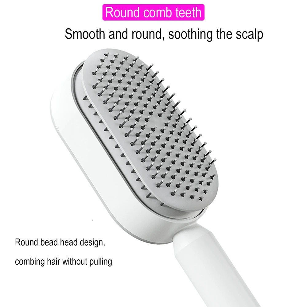 Hair Air Cushion Massage Comb Brushes Mini TPR One-Key Self Cleaning Detangling Scalp Anti-static Air Bag Styling Tools Beauty 240407
