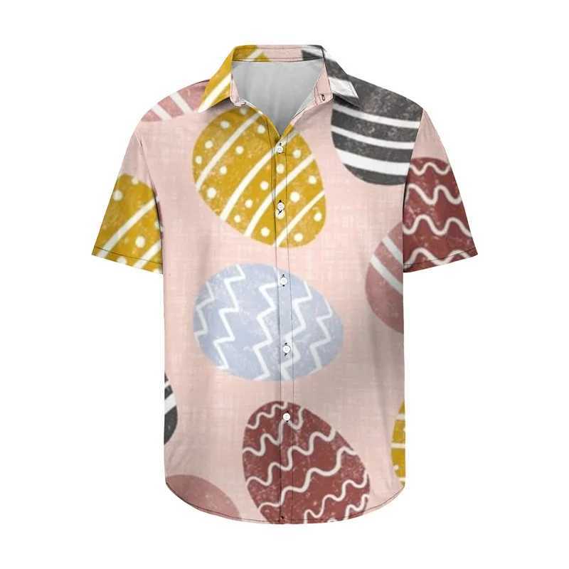 Men's Casual Shirts Men Women Easter Hawaiian Shirt Happy Short Sleeve Cuban Collar Button-Down Tops For 240417
