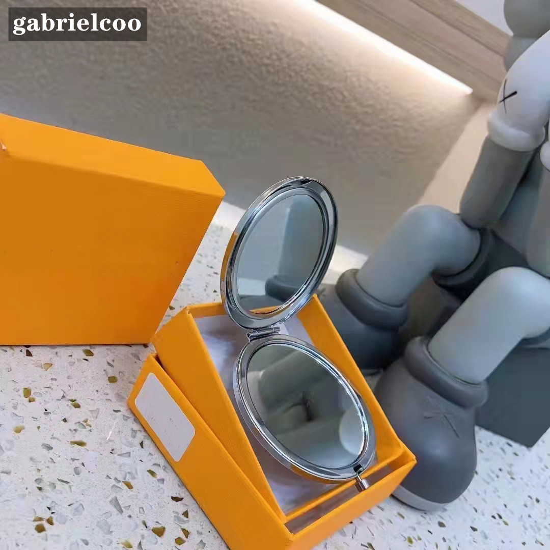 Designer Folding Mirror Classic Logo Hot Diamond Metal Small Round Mirror Square Mirror Portable Women's Makeup Mirror Travel Mirror With Gift Box