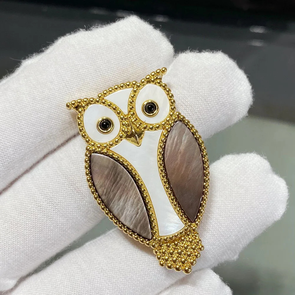 Quality V Gold Natural Gemstones Animal Brooch er Collar Pin Badge 241116