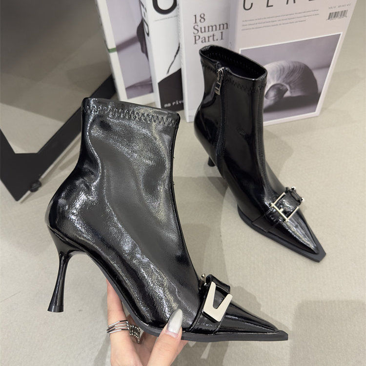 Autumn/Winter New High-end Pointed Thin Heel High-heeled Boots.