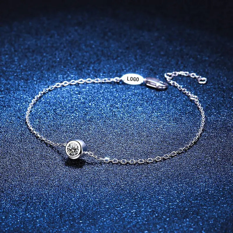 JECIRCON 925 sterling silver bracelet lucky bubble single diamond 0.3carat white gold bracelet from Paris France 241116