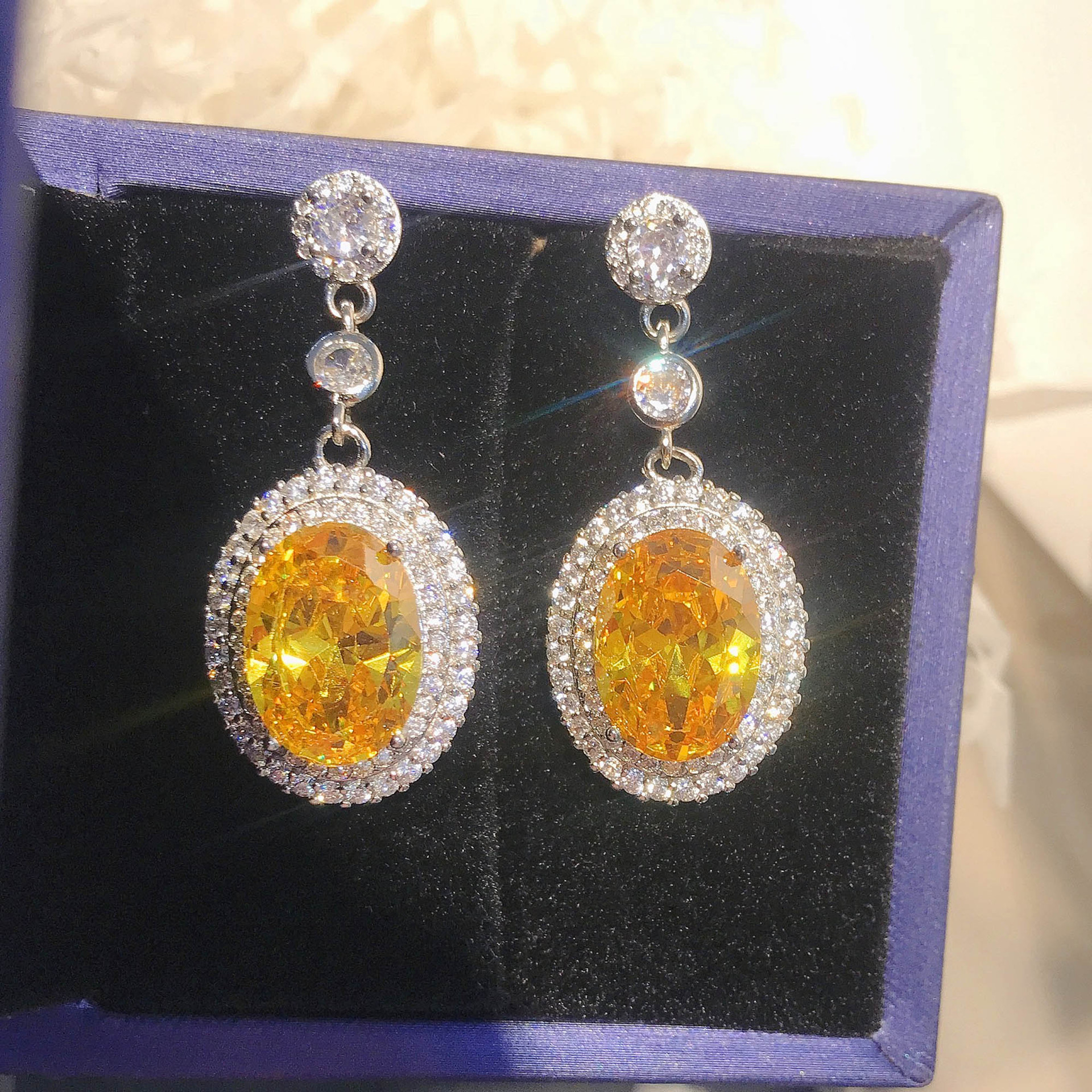 2024 Choucong Brand Ins Top Sell Dangle Earrings Jewelry Oval Cut Multi Color 5A Cubic Zircon CZ Dia Party Women Wedding Elagent Drop Earring Gift