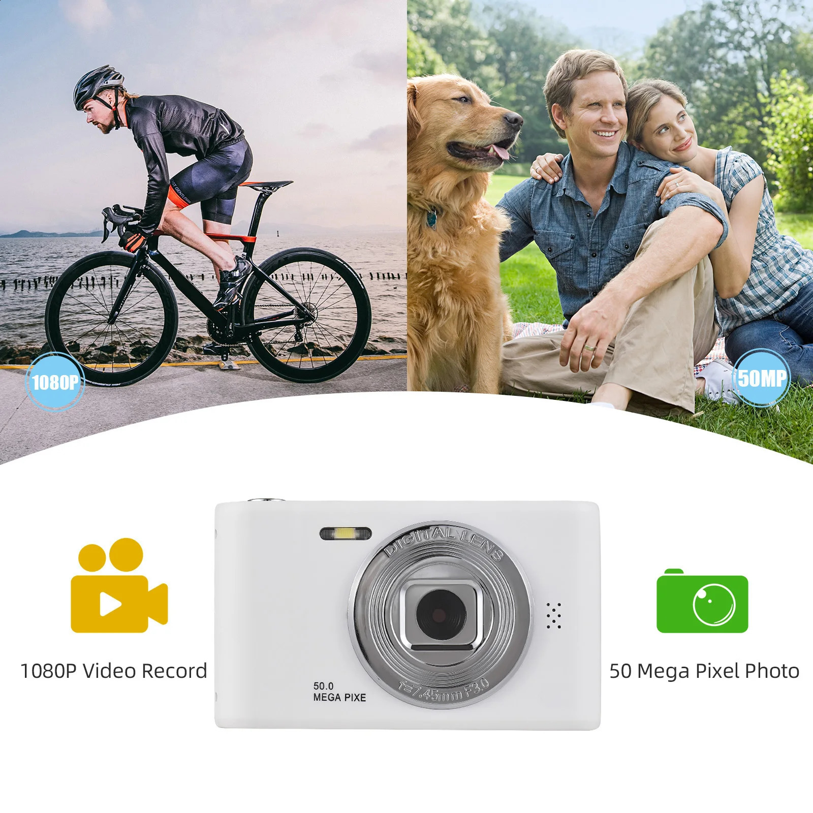 1080P Digital Video Camera 50MP Po Dual Lens 24 Inch Screen 8X Digital Zoom Builtin Flash Battery with 32GB TF Card 241113 - view 3