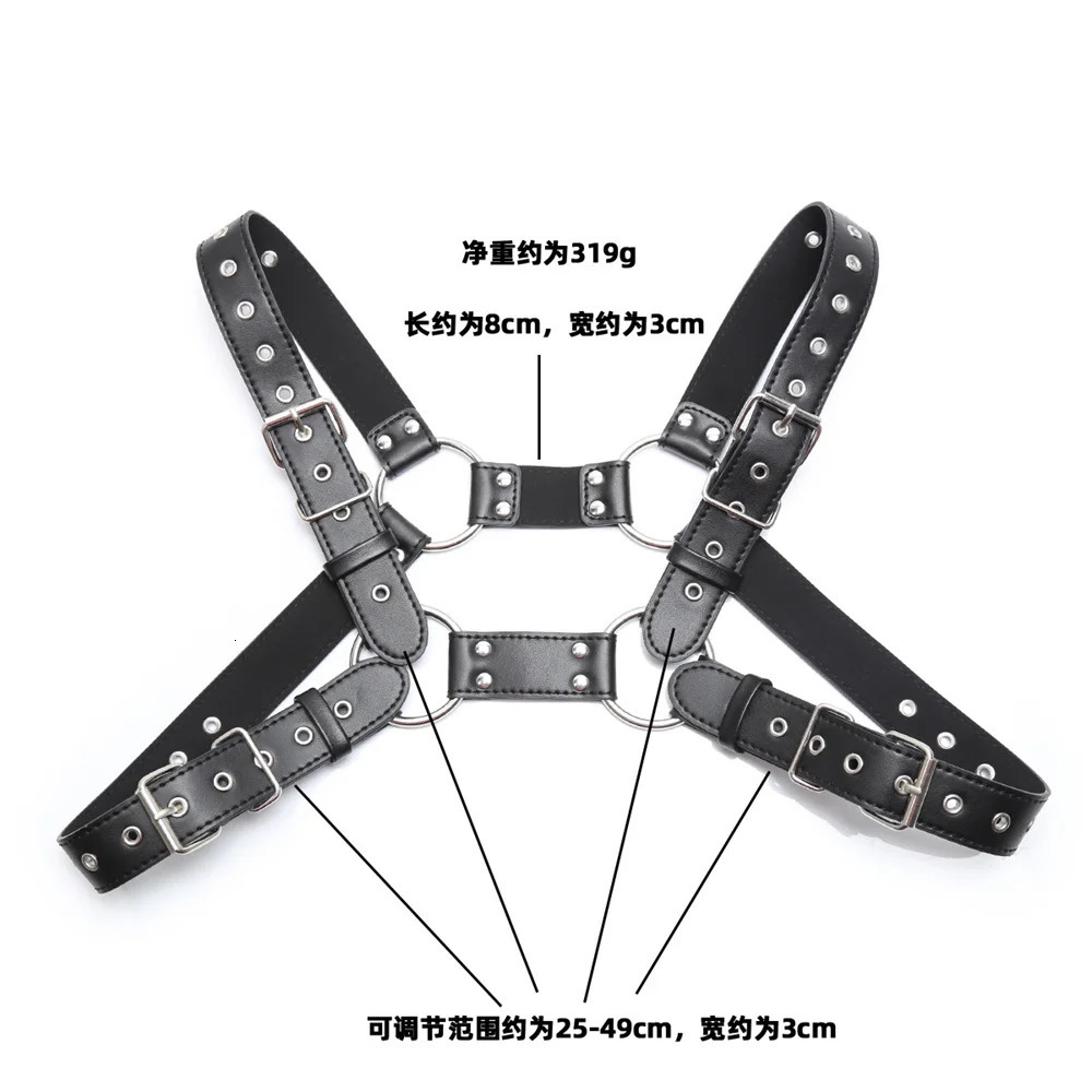 Fetish Men Leather Gay Sexy Suspenders Harness BDSM Sex Belts Sexual Body Bondage Straps Punk Rave Cotumes 240401