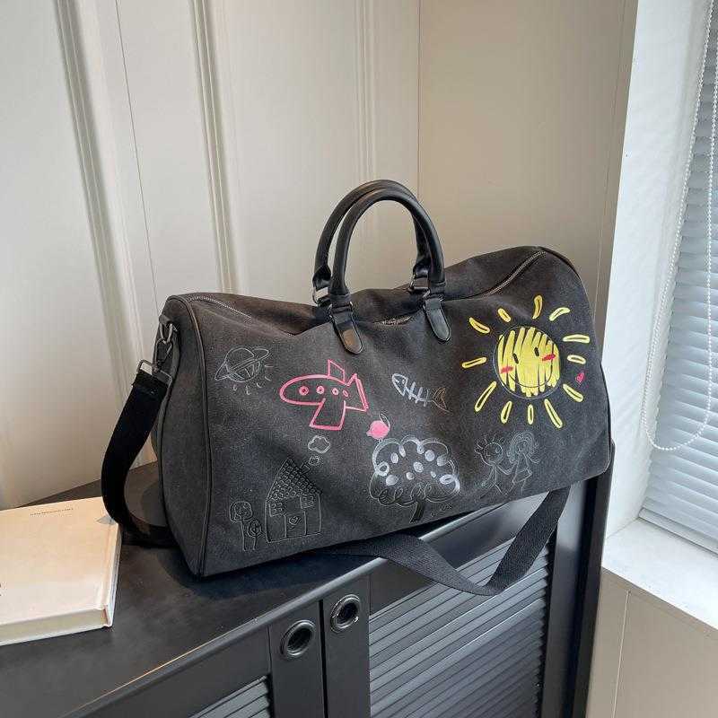 Personalized Travel Tags Graffiti Western Storage Large Crossbody Lage Bag for hot Business Casual