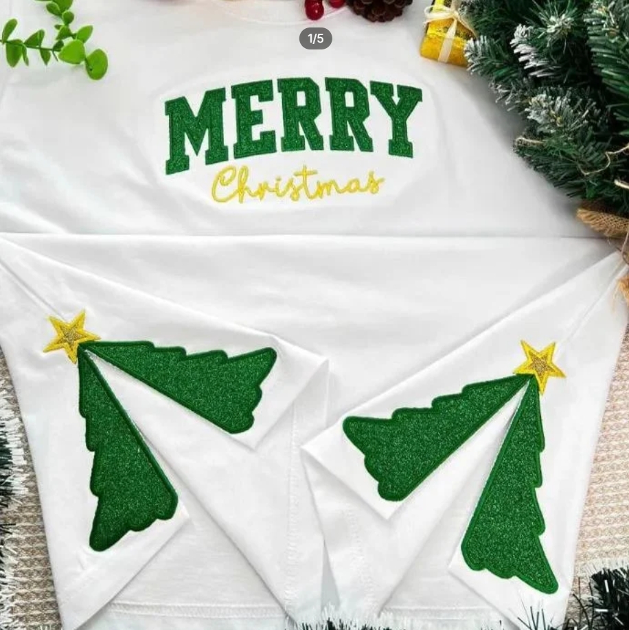 Custom Embroidered Hoodie with Christmas Tree Design for the Whole Family and Pets - Festive Style