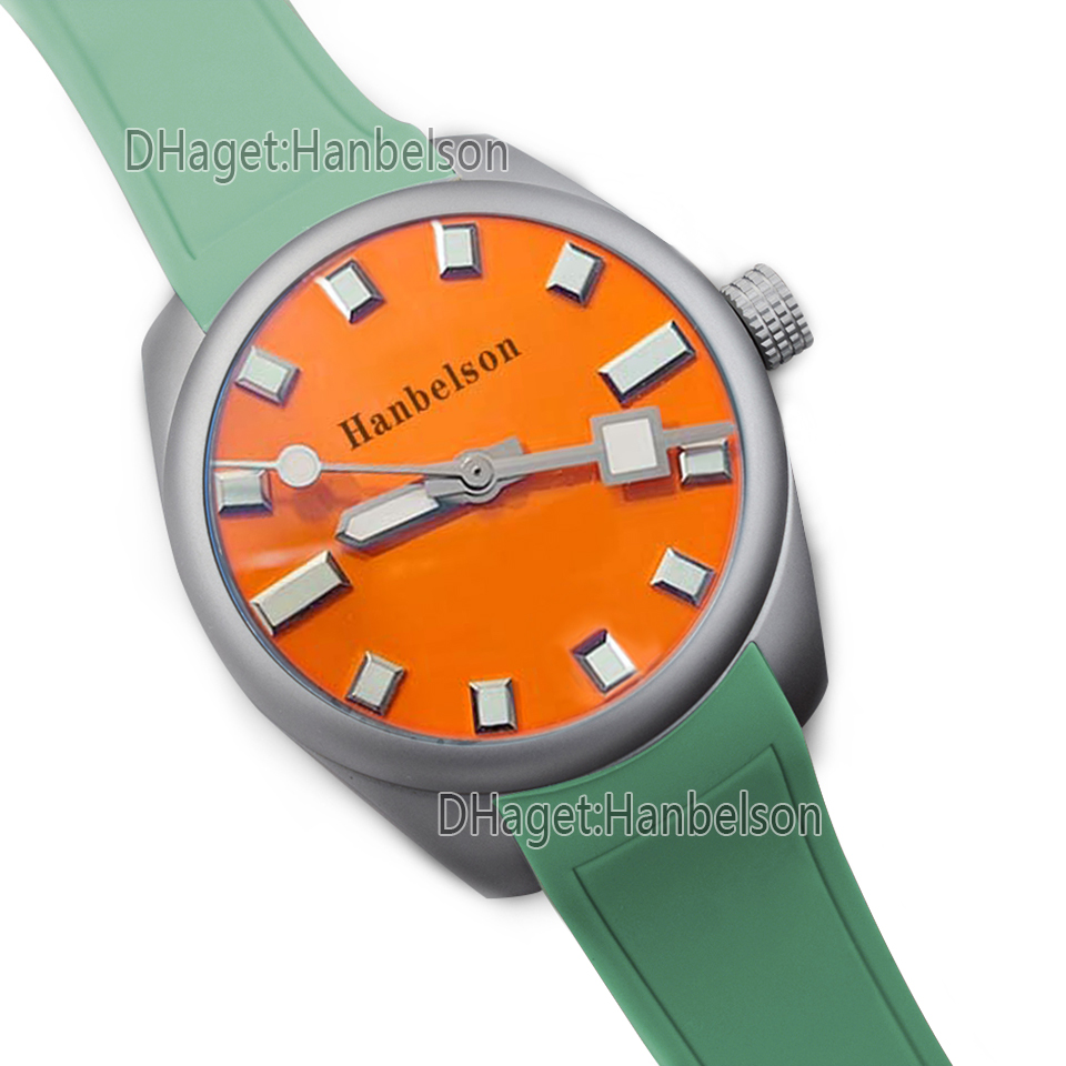 Mens watch Automatic movement 2813 Ceramic bezel Light in the dark Orange dial Sport Green Rubber band 44mm wristwatches
