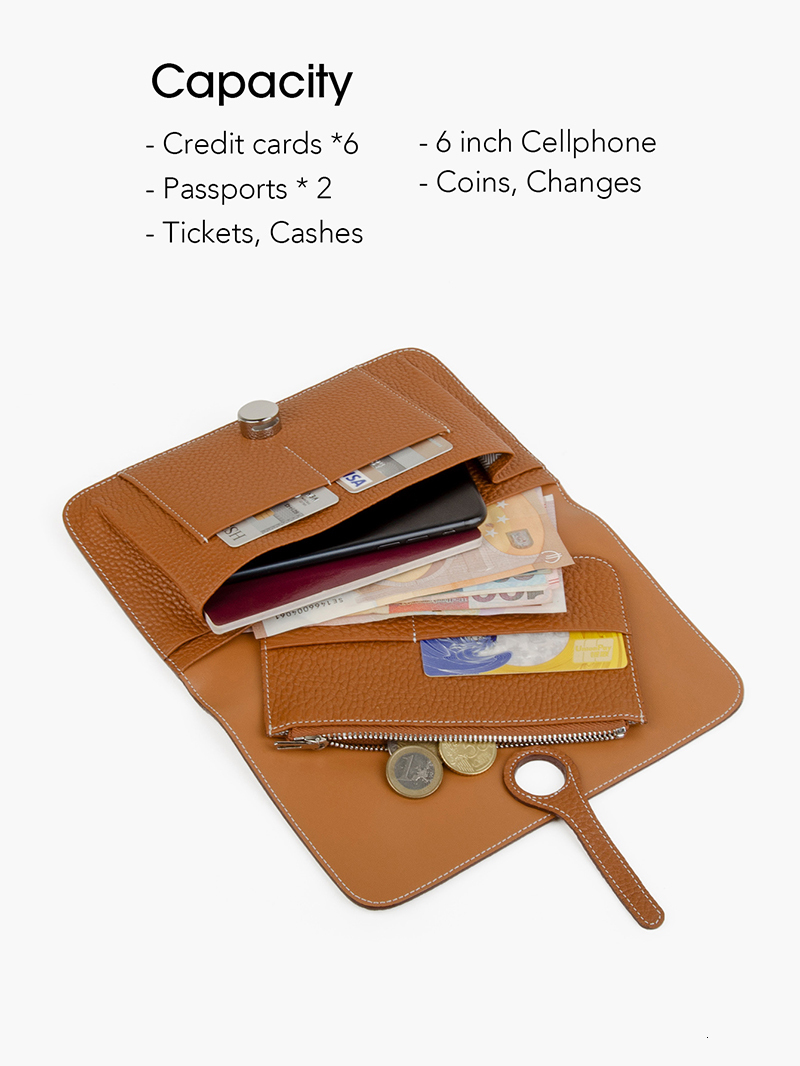 Donna-In Wallet For Women Card Holders Coins Phone Passport Purses Genuine Leather New Summer Leather