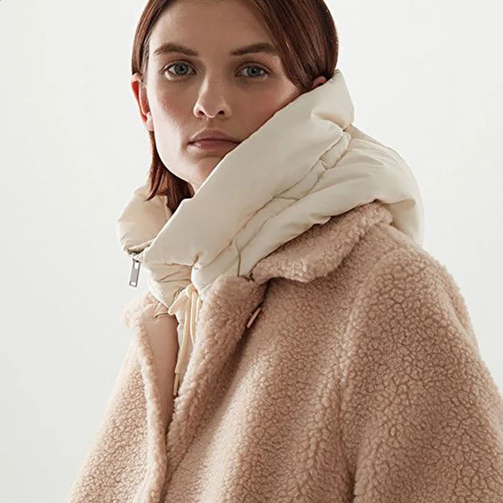 Winter coat scarf hooded false collar hat jacket collar ring scarf collar warm zipper fashionable ultra light warm 241116