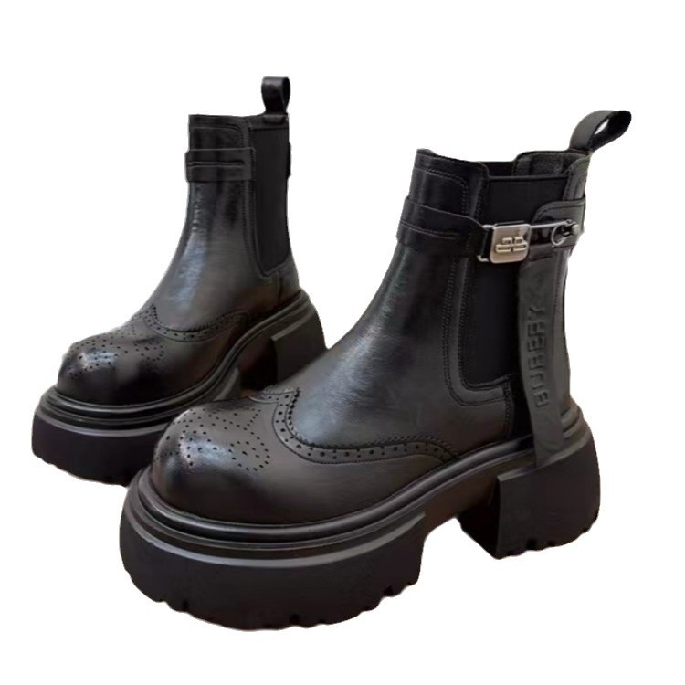 Autumn/Winter New British Style Carved Thick Soled Martin Boots.