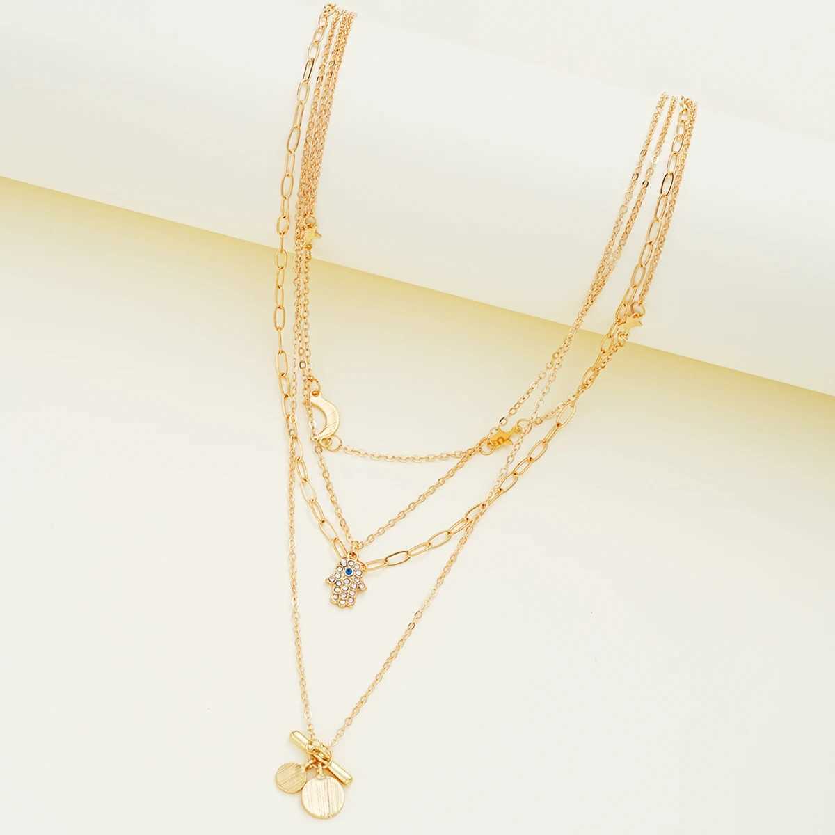 Bohemian Gold Color Multilayer Handmade Chain Vintage Fashion Crystal Pendant Necklaces Sets Jewelry For Women Accessories 2024 W250318