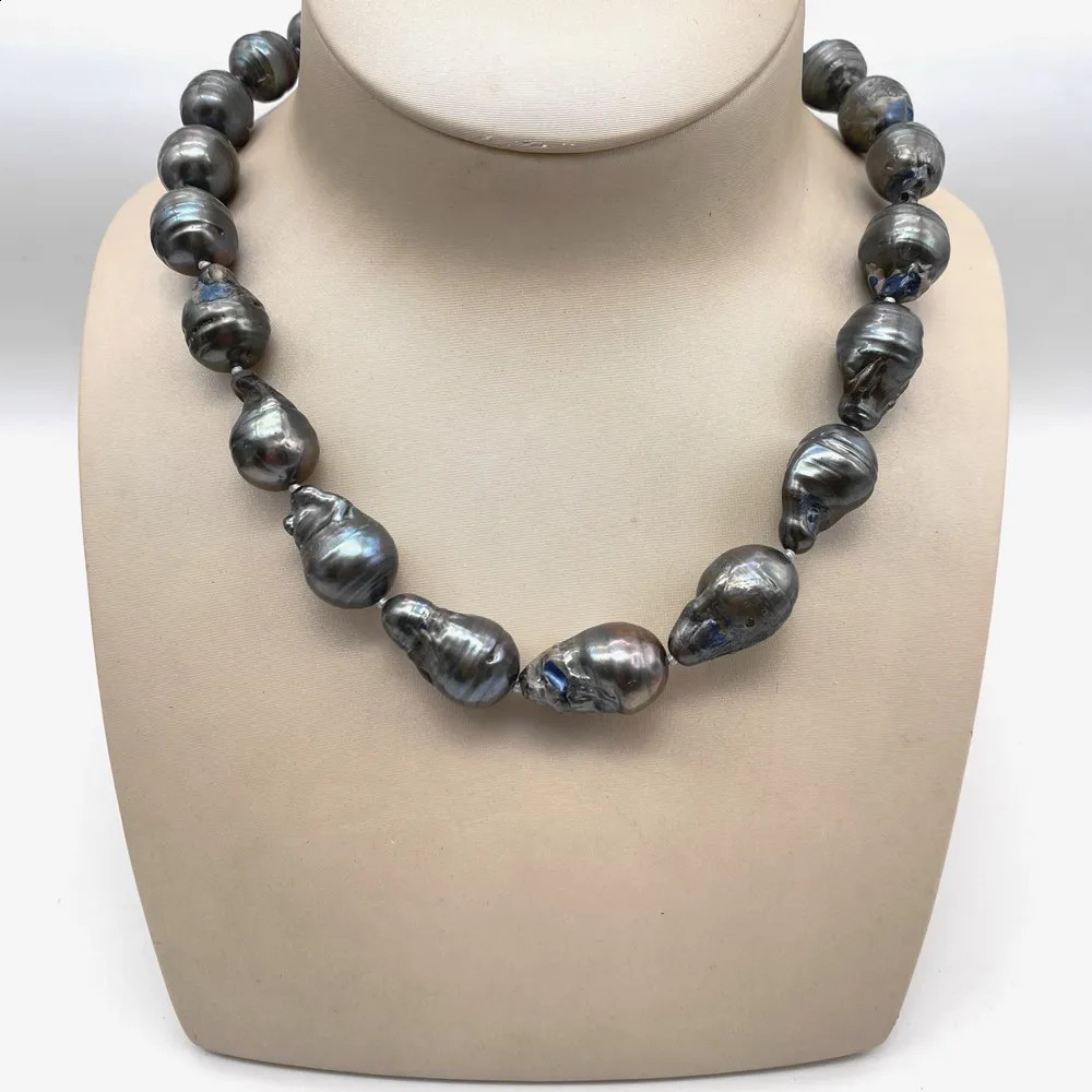 black gray color 13-22mm organized nuclear flame ball shape Baroque necklace freshwater 100% natural pearl 241116