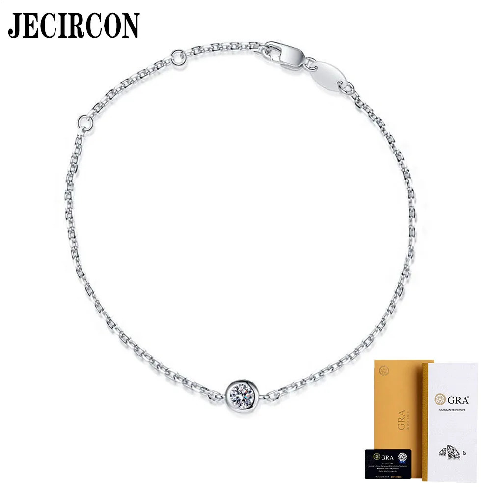 JECIRCON 925 sterling silver bracelet lucky bubble single diamond 0.3carat white gold bracelet from Paris France 241116