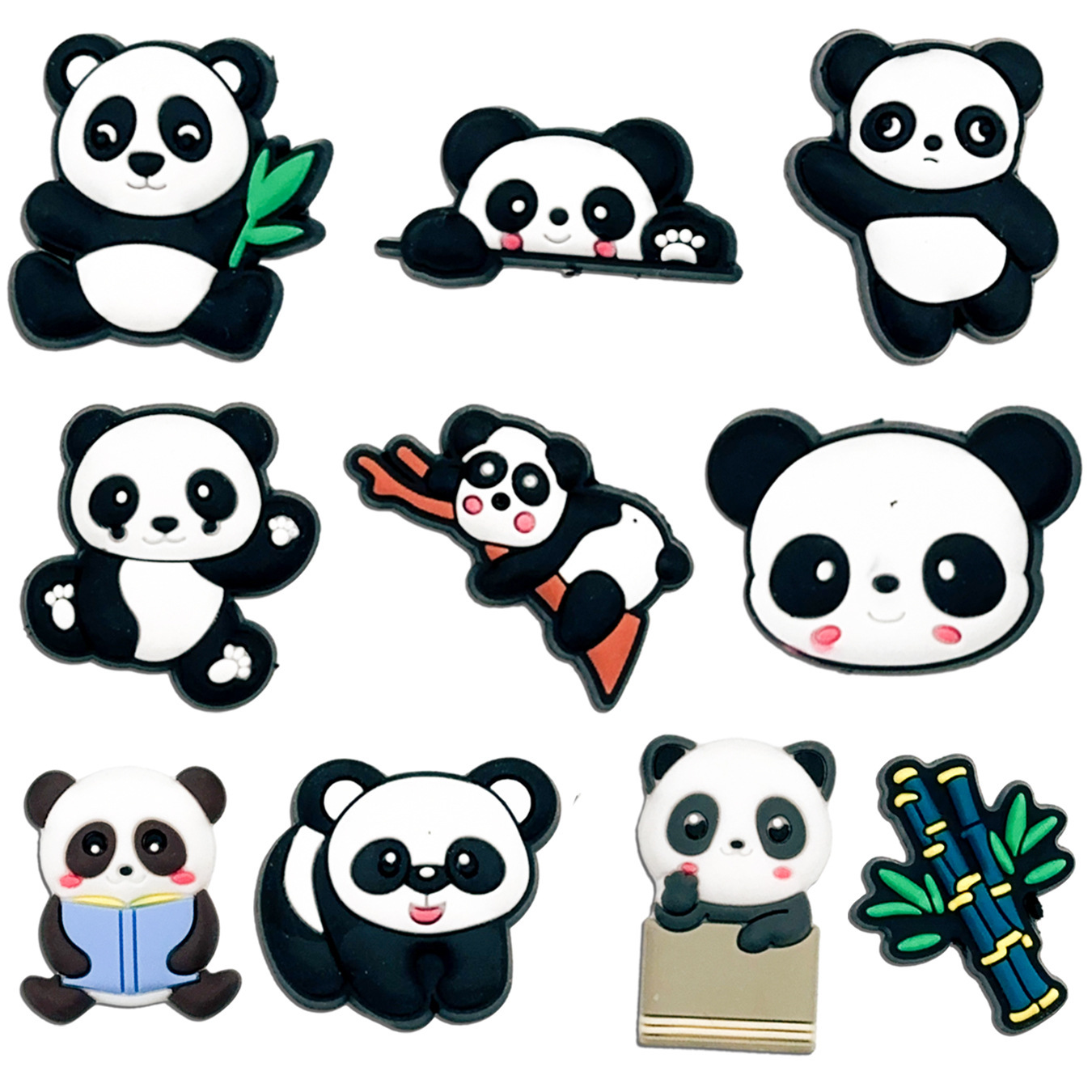 Shoe Parts Accessories cartoon panda series can be diy with clog shoes flower shoe buckle pvc factory