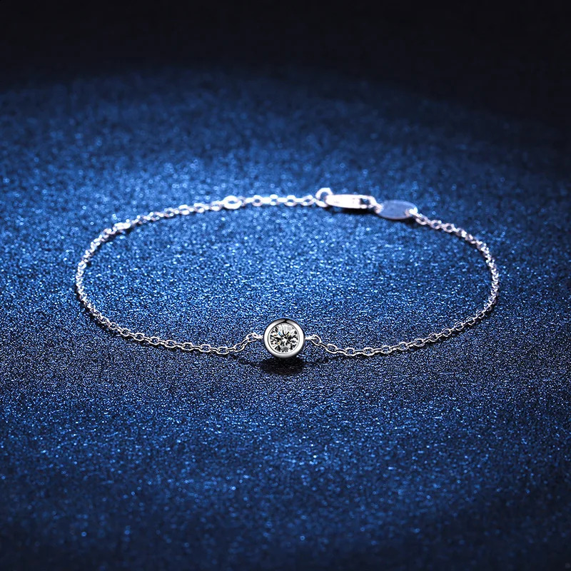 JECIRCON 925 sterling silver bracelet lucky bubble single diamond 0.3carat white gold bracelet from Paris France 241116