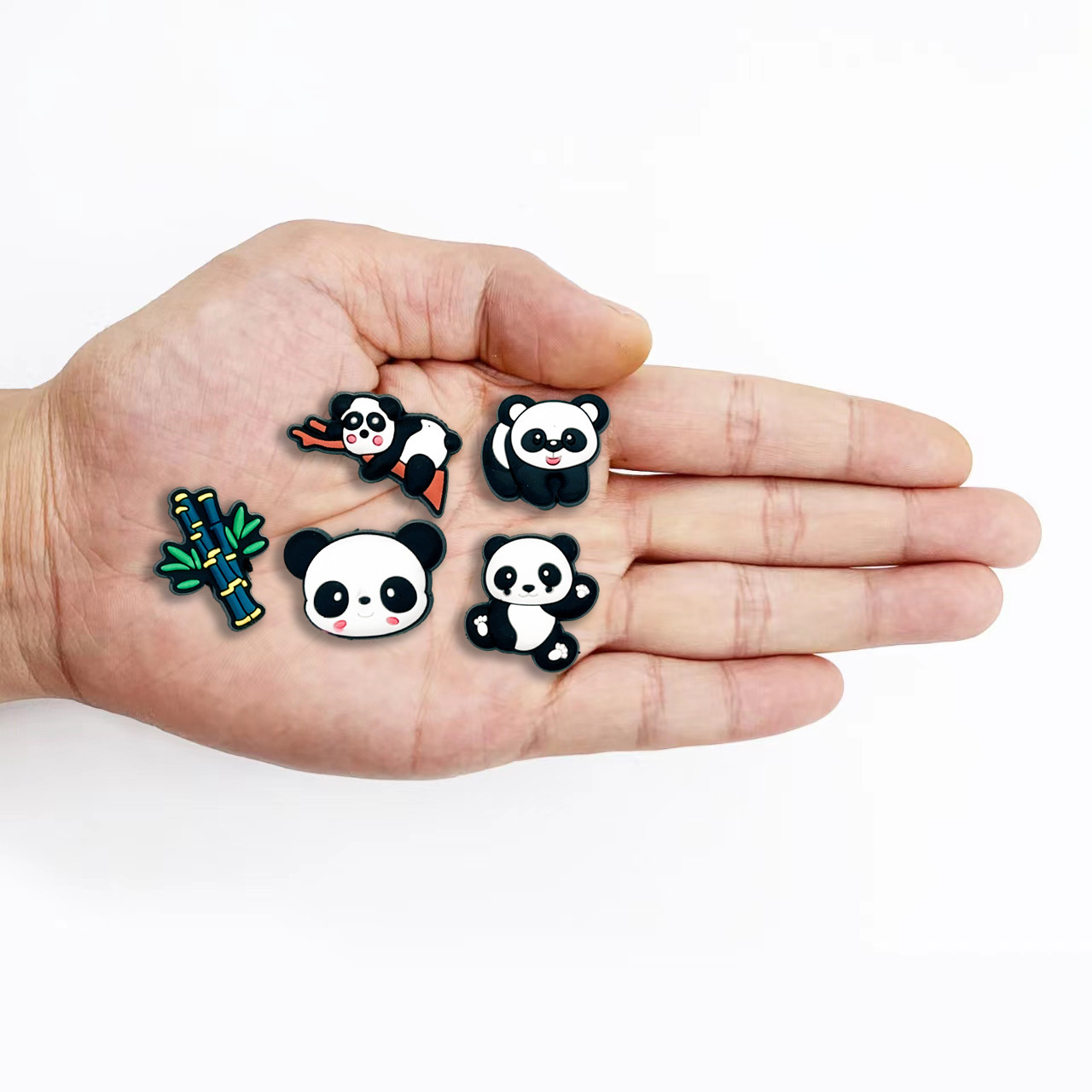 Shoe Parts Accessories cartoon panda series can be diy with clog shoes flower shoe buckle pvc factory