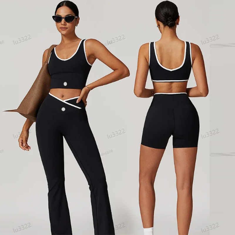 women yoga set Cross High Waisted Exercise Suit Women Clashing Colours Backless Skinny Nude Yoga Suit Running Fitness Yoga Clothing