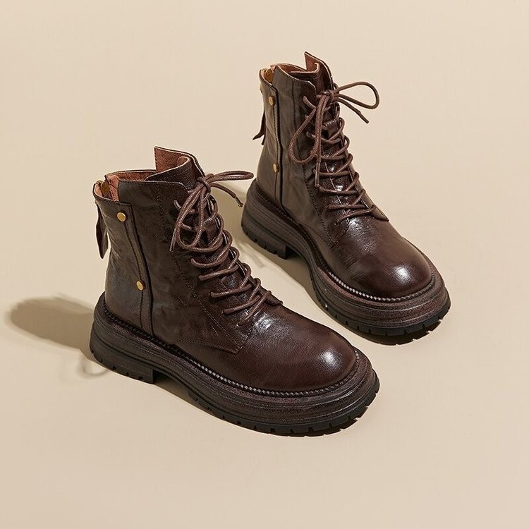 Women's Boots:Fashion Design Handsome Sexy Style Spicy Girl Martin 2024 Winter Vintage Versatile Short Boots Hot Sale,Black/Brown,Free shipping 7