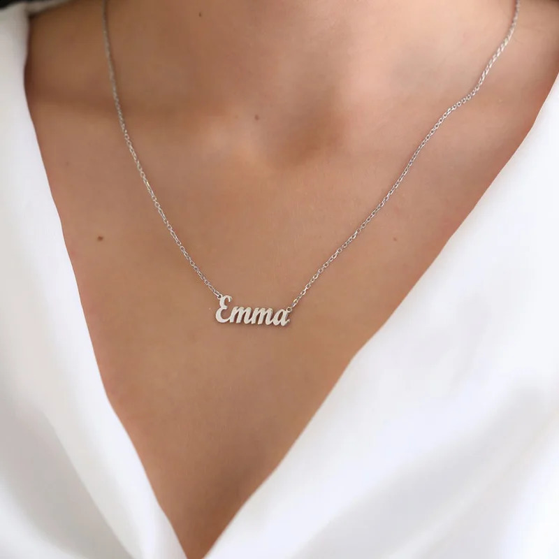 Customized 925 Sterling Silver Name Necklace For Women Personalized Custom Nameplate Jewelry Birthday Gift 250206