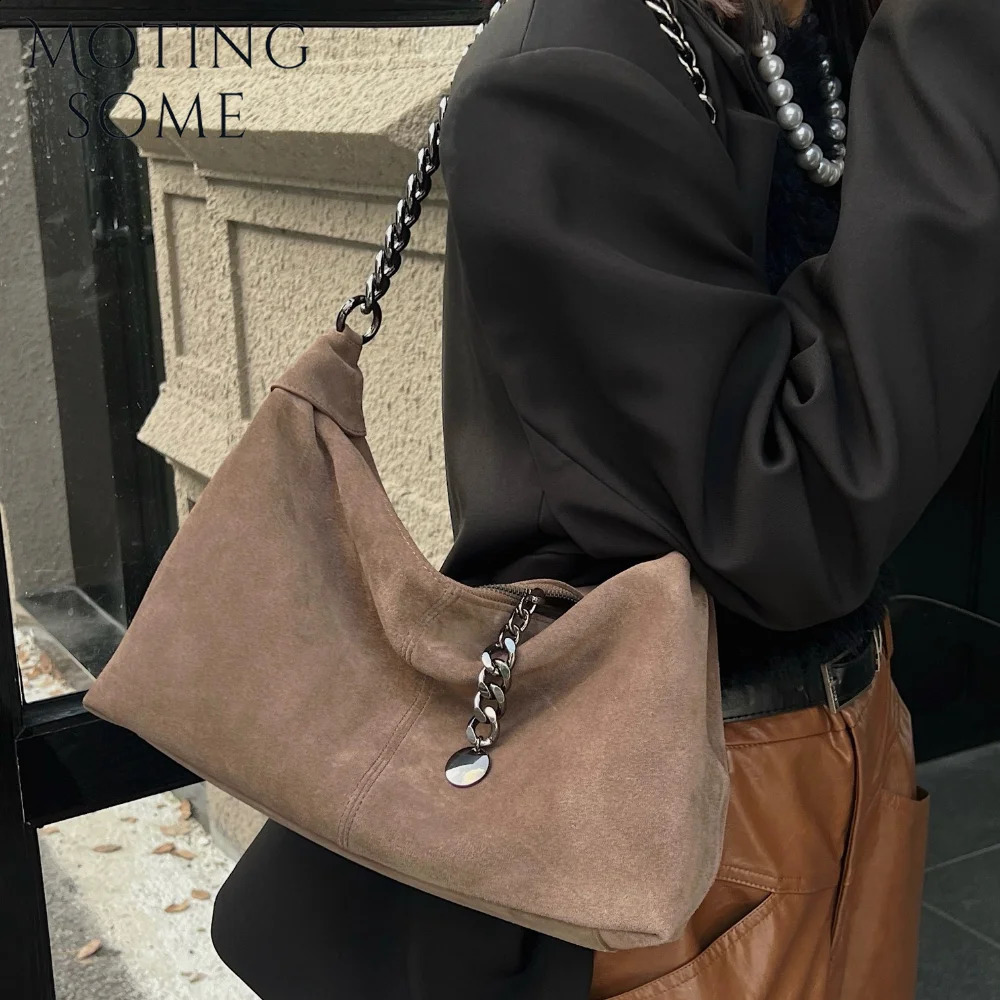Motingsome Womens Suede Leather Bag Chain Shoulder Bag Autumn Fashion Bag Fashion Womens Trend Bag Edition 241116