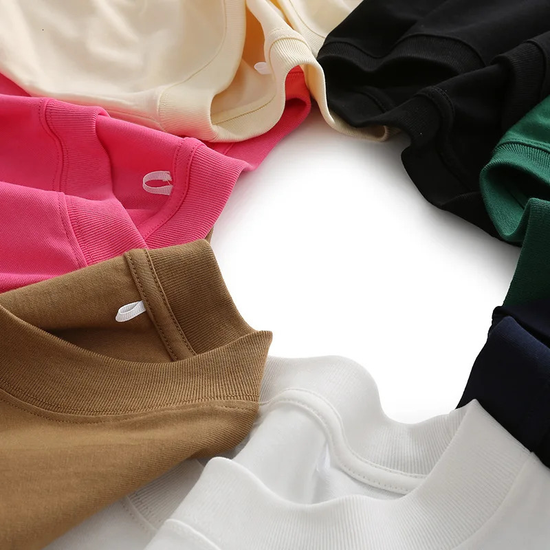 230gsm Heave Fabric 100% Cotton Oversize Plain T Shirt for Men Casual Mens Clothing Streetwear Summer Daily Basic Shirt 240409