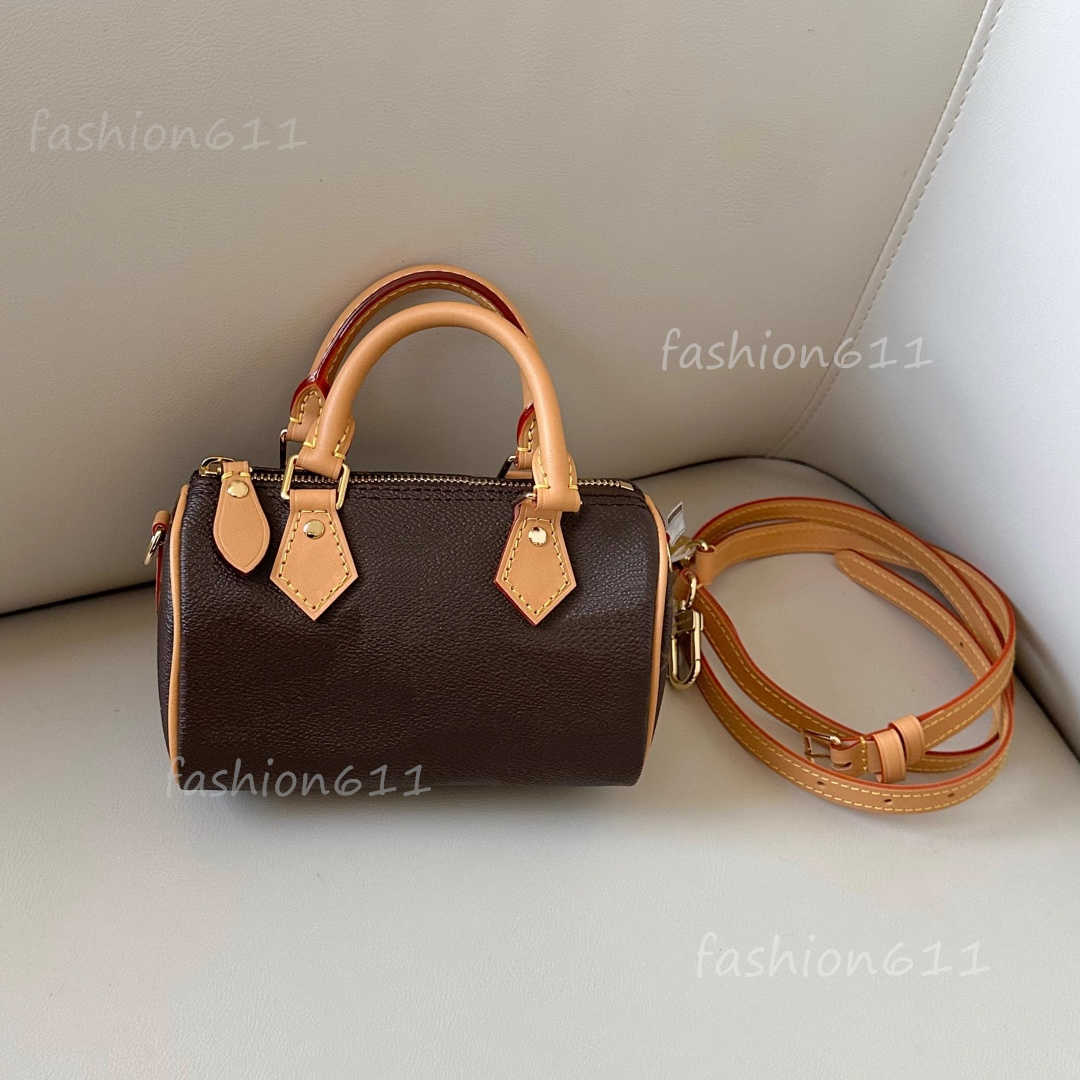 Shoulder Bags Top Designer Mini Nano 16cm Shoulder Bag Women Leather Denim Crossbody Luxury Brand Embossed Tote Purse Brown Flower Handbag 2024